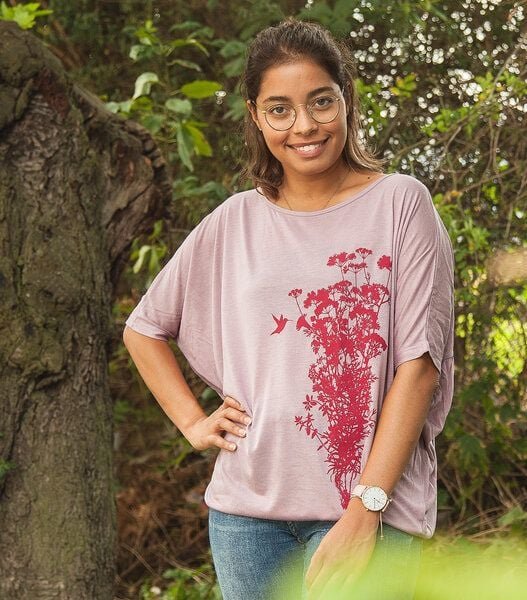 päfjes Pflanzen Kolibri - Fair gehandeltes Kurzarm Flowshirt aus Modal