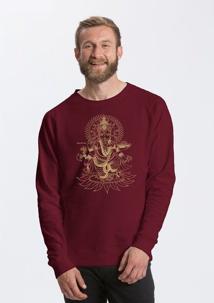 Peaces.bio - handbedruckte Biomode Bio Herren-Sweatshirt Ganesha