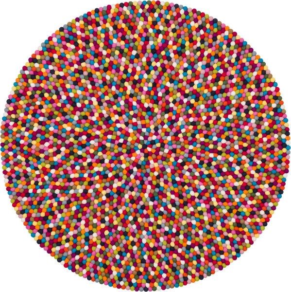 myfelt Filzkugelteppich rund, 100% Schurwolle