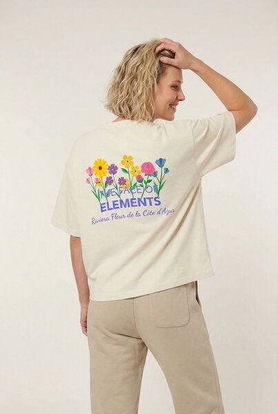 THE FACE OF ELEMENTS RIVIERA FLEUR CÔTE D'AZUR - RELAXED BOXY FIT T-SHIRT AUS 100% BIO-BAUMWOLLE