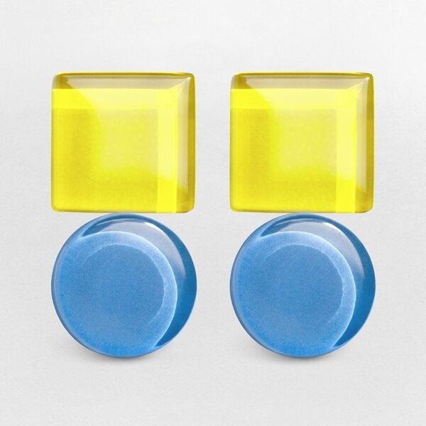 ALEXASCHA Geometrische Statement Ohrringe aus Glas | Bauhaus Design | 16 Farbkombinationen