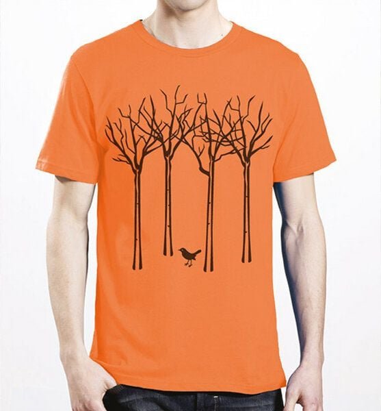 Picopoc Vogel im Wald T-Shirt für Männer in orange