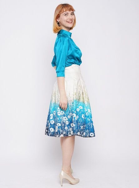 Peaces.bio - handbedruckte Biomode Kellerfaltenrock Wiesengemälde