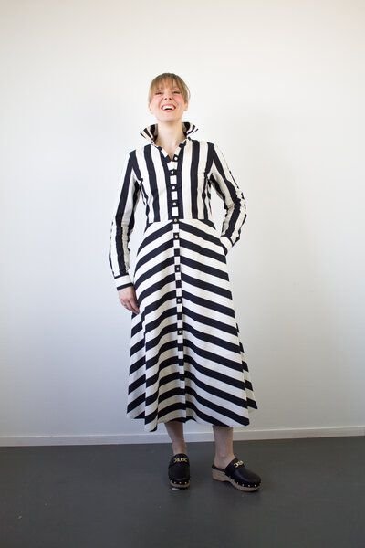 Skrabak Hemdkleid Alexandra mit Blockstreifen aus Bio-Baumwolle