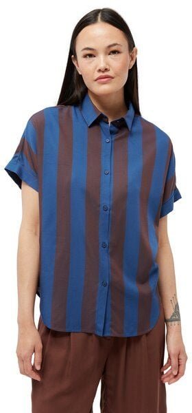 Givn Berlin Kurzarm-Bluse Sarah Blazing Blue-Chocolate Brown Stripes