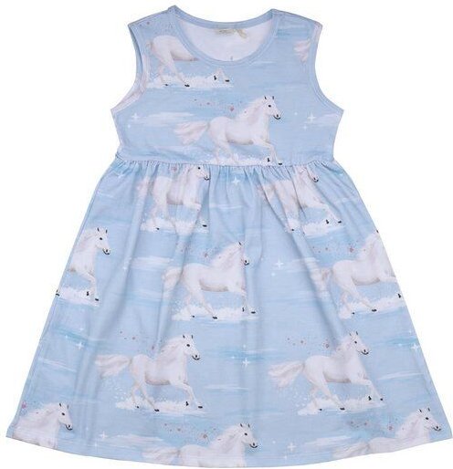 Kinderkleid Blau Kurzarm Bio Walkiddy – Nachhaltiges Baumwollkleid mit Pferdemotiv für Babys & Kleinkinder (Gr. 50-116) ...