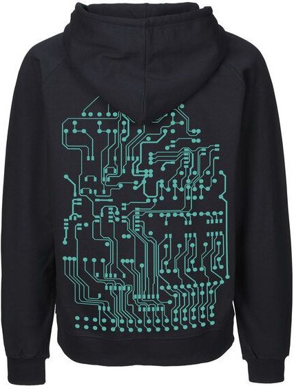 HANDGEDRUCKT "Vernetzt" Männer Zip Hoody aus reiner Biobaumwolle (kbA)