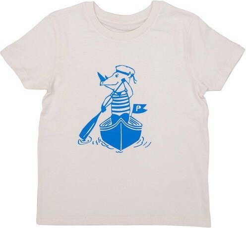 päfjes Nils Nashorn im Ruderboot - Kinder Shirt - fair gehandelt - Bio - Natur/Blau