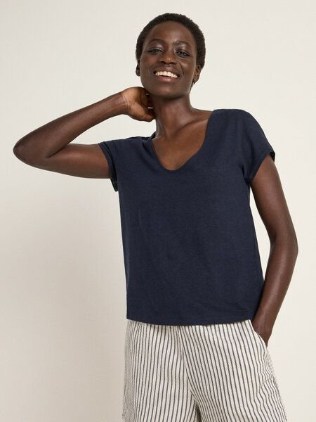 LANIUS Shirt mit tiefem Ausschnit (OCS) aus Hanf und Bio-Baumwolle