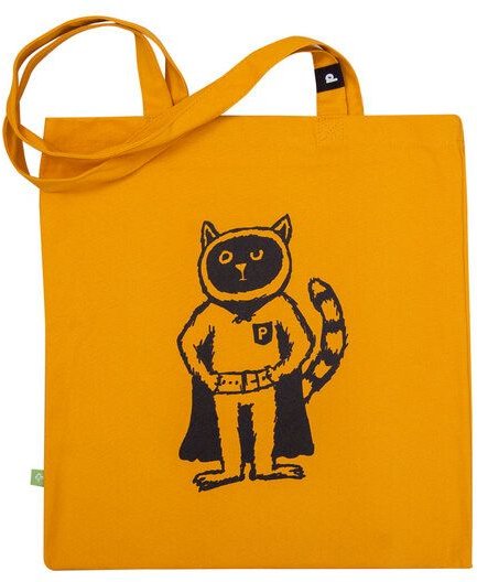 päfjes Baumwolltasche - Powerkater Karlo - Gelb - Organic / Vegan