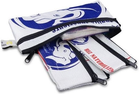 Upcycling Deluxe Etui-Set Sovann (3er-Pack) aus Zement-/ Fischfutter-/ Reissack