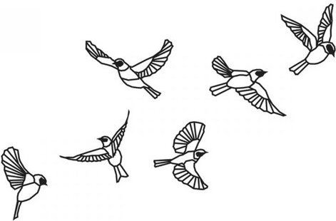 BeWooden Wanddekoration aus Holz - Vögel Siluette" - 6Stk in Verpackung