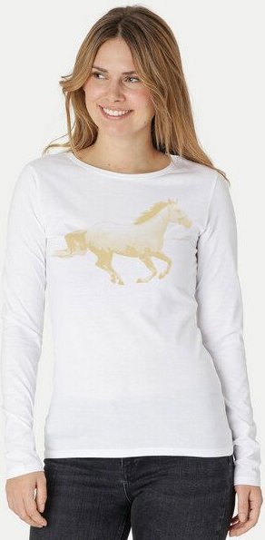 Peaces.bio - handbedruckte Biomode Bio-Damen-Langarmshirt Horsepower