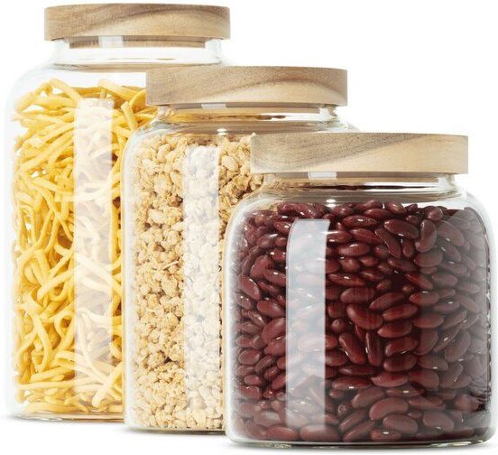 Econovo Vorratsdosen aus Glas mit Holzdeckel luftdicht
