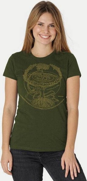 Peaces.bio - handbedruckte Biomode Bio-Damen-T-Shirt "Weltenesche"