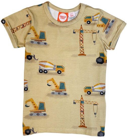 Curious Stories T-shirt für Kinder aus Bio-Baumwolle mit dem Print Baustelle