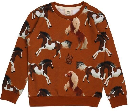 Mädchen Sweatshirt Bio-Baumwolle „Joyful Horses“ rosa, weicher Langarm Pullover von Walkiddy für Schulkinder, kuschelige...