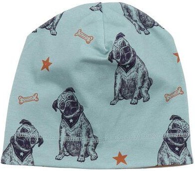 Kinder Beanie GOTS-zertifiziert aus Bio-Baumwolle braun mit Hunde-Detail – Walkiddy
