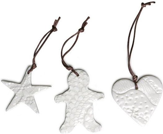 Pretty Things Porzellan Anhänger Set, Christbaumschmuck