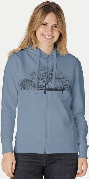 Peaces.bio - handbedruckte Biomode Zip-Hoodie Landscape Damen