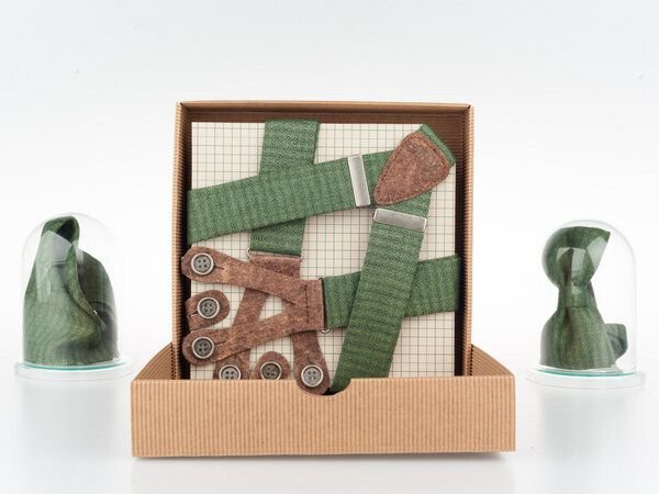 klYmp Hosenträger + Fliege + Einstecktuch Leinen Vegan