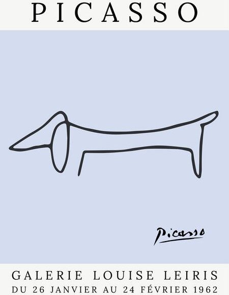 Photocircle Poster / Leinwandbild - Picasso Hund – blau