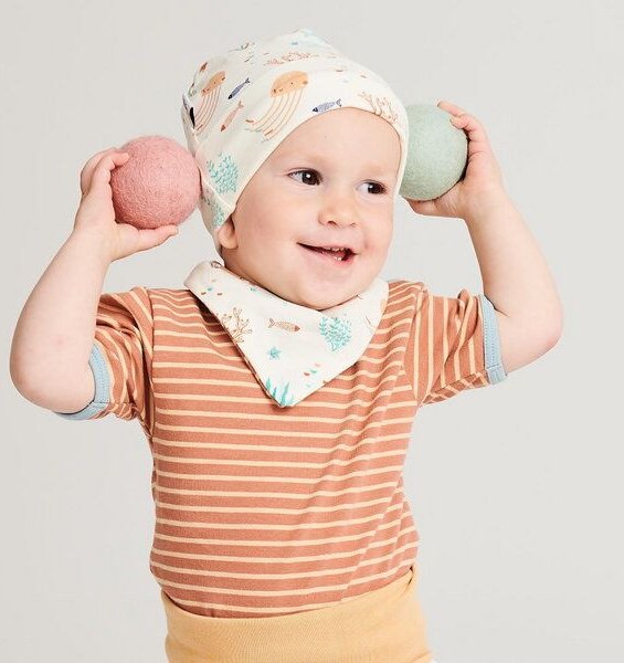 Cheeky Apple Kurzarm-Body "Streifen Caramell" aus Bio-Baumwolle