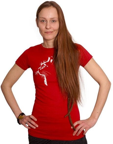 HANDGEDRUCKT "Stubentiger" Frauen-T-SHIRT von Earth Positiv Biobaumwolle