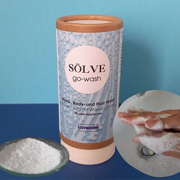 SÖLVE go-wash Hand-, Body- und Hair Wash Pulver Duft Lavendel