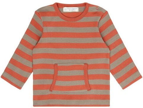 sense-organics Baby LA Shirt chili cinder grau geringelt Bio Baumwolle