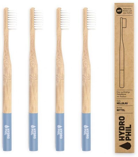 HYDROPHIL Zahnbürste aus Bambus | mittelweich | hellblau