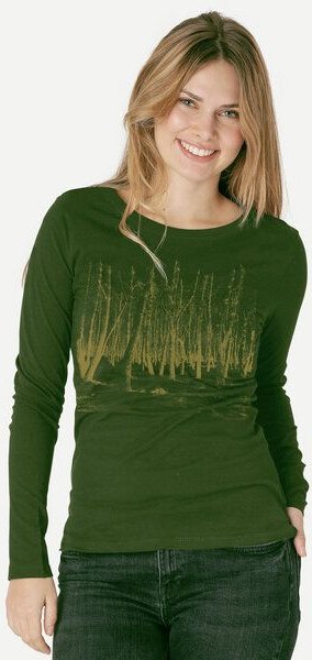 Peaces.bio - handbedruckte Biomode Damen Langarmshirt Woodland