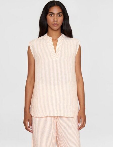 KnowledgeCotton Apparel Gestreiftes Leinen-Top SLEEVELESS aus Bio-Leinen