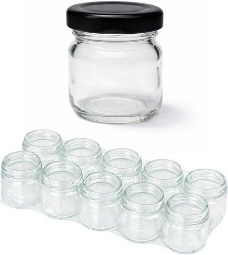 mikken 10 kleine Einmachgläser 40 ml mit Schraubdeckel verschiedene Farben