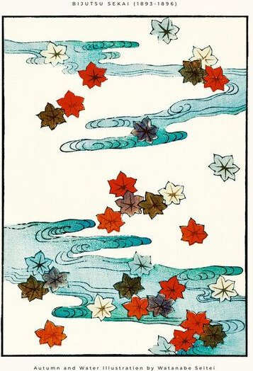 Photocircle Poster / Leinwandbild - Watanabe Seitei: Herbst- und Wasserillustration