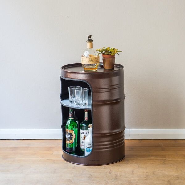 Lockengelöt Minibar aus einem kleinen Ölfass Hamburger Ölfass, made in Hamburg.