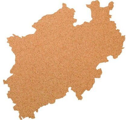 Kork-Deko NRW als Pinnwand aus Kork XXL ca. 80x50 cm | Umriss Nordrhein-Westfalen