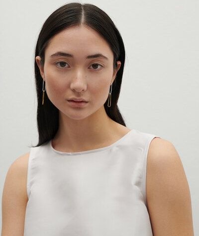 Jonathan Radetz Jewellery Stecker FINEFINE zweifarbig, Gold 585, 14 Karat und 925 Sterling Silver, Länge 50 mm, Handmade...