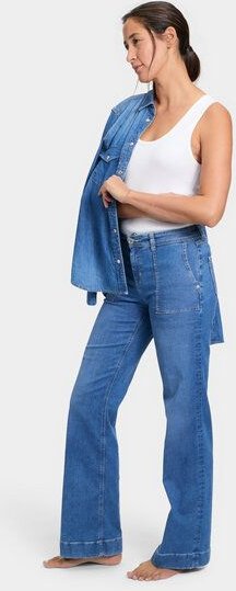 Thumbnail - FUTURE:PEOPLE. 06:02 WIDE LEG CLASSY- Damen Jeans aus leichtem Stretch-Denim aus Bio-Baumwoll/ Tencel-Mix (30602 0 1004)