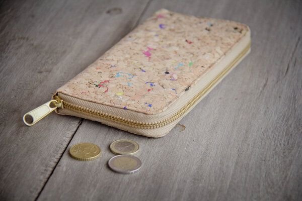 BY COPALA Portemonnaie - Wallet, Vegan Cork, Brieftasche aus Kork mit Zipper