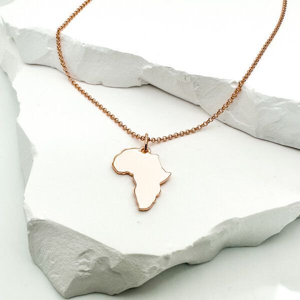 MOANINA Kette Afrika Kontinent - 925 Silber/18k Gold Vermeil - 3 Längen