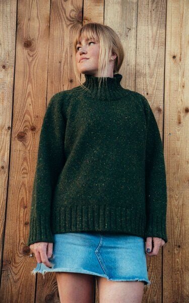 Kopyto TAJRA - Damen Oversize Melange-Rollkragenpullover aus 100% Merinowolle