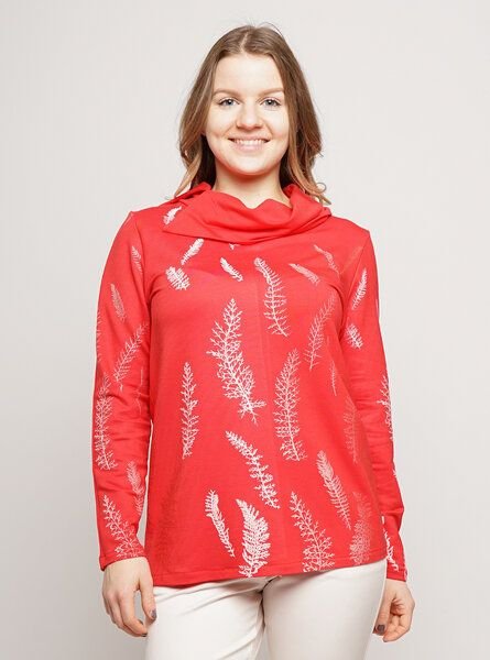 Peaces.bio - handbedruckte Biomode Pulli Schafgarbe in Feuerrot