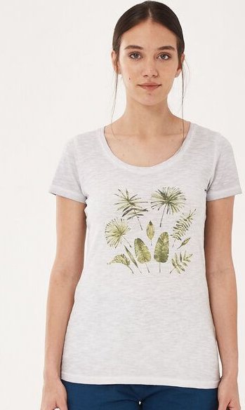 ORGANICATION Garment Dyed T-Shirt aus Bio-Baumwolle mit Blatt-Print