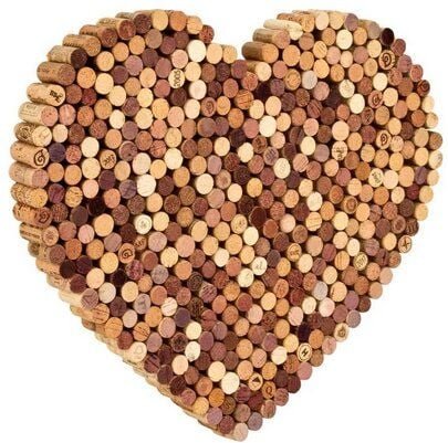 Kork-Deko Pinnwand - Herz aus gebrauchten Weinkorken | 60x40cm | Wanddeko