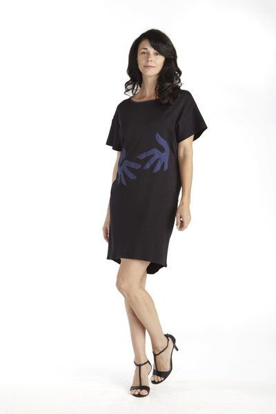 B.e Quality Fledermaus Ärmel Kleid Hug- Stickerei - Biologische Pima Baumwolle