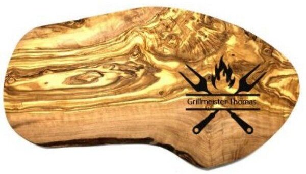 Olivenholz erleben Schneidebrett rustikal aus Olivenholz inklusive Große Gravur