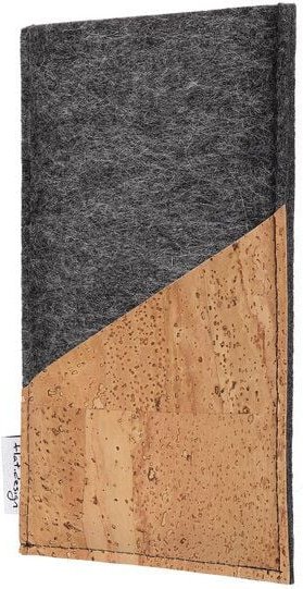 flat.design Handyhülle EVORA natur (diagonal) für Samsung Galaxy S-Serie - 100% Wollfilz - dunkelgrau - Korktasche Filzt...