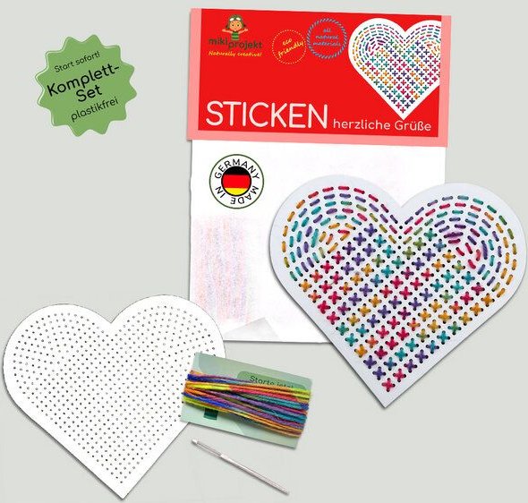 mikiprojekt Bastelset Herz sticken