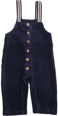 Kinder Cord-Latzhose GOTS zertifiziert, Bio-Baumwolle, navy, Unisex, Knopfleiste, bequem – Walkiddy